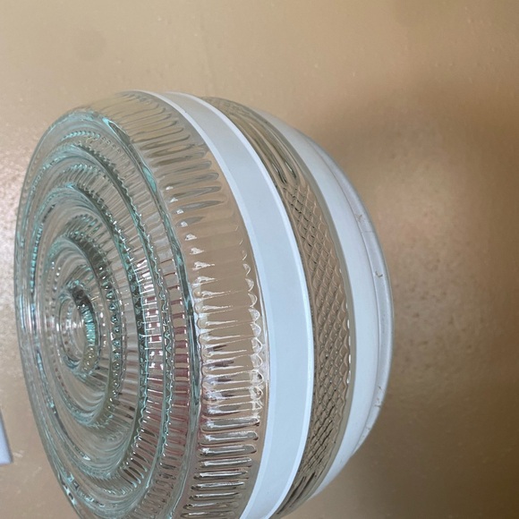 Vintage Ceiling Light Fixture Bullseye Frosted Shade - Picture 4 of 6